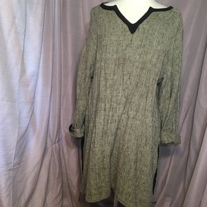 Sangum L Grey Tweed Black Trim Tunic